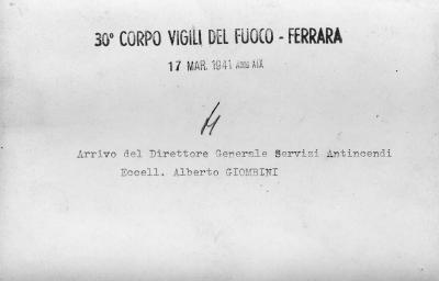 17 MARZO 1941 COMMEMORAZIONE<br />
FOTO STORICHE VIGILI DEL FUOCO
