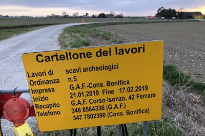 SCAVI ARCHEOLOGICI RITROVAMENTO ANTICA PIEVE NELL'ARGINE DEL CANALE IN VIA ARIOSTO A COCCANILE DI COPPARO
