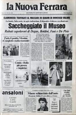 05-12-1992 FURTO MUSEO PALAZZO MASSARI<br />PRIME PAGINE STORICHE NUOVA FERRARA