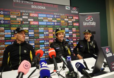 Foto Filippo Rubin <br />
09 maggio 2019 Bologna (Italia)<br />
Sport Ciclismo<br />
Giro d'Italia 2019 - edizione 102 - Conferenza Stampa Team<br/><br />
Nella foto: Team Lotto Jumbo<br/>DE PLUS <br />