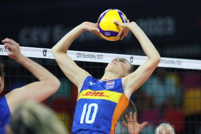 FLORENCE, ITALY - AUGUST 26:  VAN AALEN SARAH during the CEV EuroVolley 2023 match between Netherlands and Suisse at the Palazzo Wanny on August 26, 2023 in Florence, Italy<br/> (Photo by Filippo Rubin/BSR Agency)