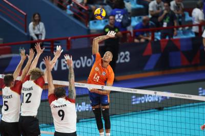BARI, ITALY - SEPTEMBER 9:  NIMIR ABDEL-AZIZ during the CEV EuroVolley 2023 match between Netherlands and Germany at the Pala Florio on september 9, 2023 in Bari, Italy<br/> (Photo by Filippo Rubin/BSR Agency)