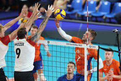 BARI, ITALY - SEPTEMBER 9:  GIJS JORNA during the CEV EuroVolley 2023 match between Netherlands and Germany at the Pala Florio on september 9, 2023 in Bari, Italy<br/> (Photo by Filippo Rubin/BSR Agency)