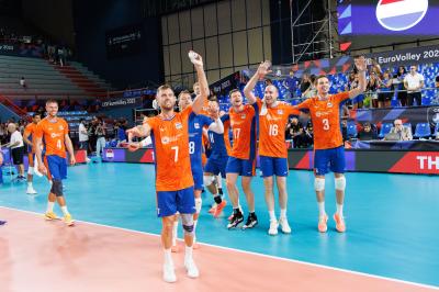 BARI, ITALY - SEPTEMBER 9:  during the CEV EuroVolley 2023 match between Netherlands and Germany at the Pala Florio on september 9, 2023 in Bari, Italy<br/> (Photo by Filippo Rubin/BSR Agency)BARI, ITALY - SEPTEMBER 9:  NETHERLANDS CELEBRATE during the CEV EuroVolley 2023 match between Netherlands and Germany at the Pala Florio on september 9, 2023 in Bari, Italy<br/> (Photo by Filippo Rubin/BSR Agency)