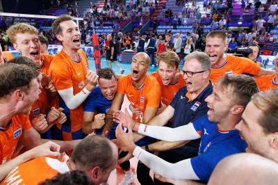 BARI, ITALY - SEPTEMBER 9:  during the CEV EuroVolley 2023 match between Netherlands and Germany at the Pala Florio on september 9, 2023 in Bari, Italy<br/> (Photo by Filippo Rubin/BSR Agency)BARI, ITALY - SEPTEMBER 9:  NETHERLANDS CELEBRATE during the CEV EuroVolley 2023 match between Netherlands and Germany at the Pala Florio on september 9, 2023 in Bari, Italy<br/> (Photo by Filippo Rubin/BSR Agency)