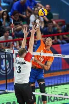 BARI, ITALY - SEPTEMBER 9:  NIMIR ABDEL-AZIZ during the CEV EuroVolley 2023 match between Netherlands and Germany at the Pala Florio on september 9, 2023 in Bari, Italy<br/> (Photo by Filippo Rubin/BSR Agency)