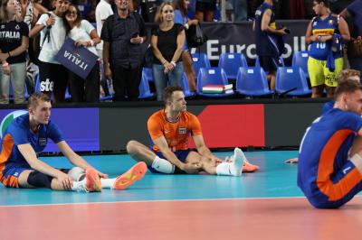 BARI, ITALY - SEPTEMBER 9:  NETHERLANDS DISAPPOINTMENT during the CEV EuroVolley 2023 match between Netherlands and Italy at the Pala Florio on september 12, 2023 in Bari, Italy<br/> (Photo by Filippo Rubin/BSR Agency)