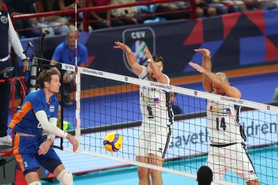 BARI, ITALY - SEPTEMBER 9:  MAARTEN VAN GARDEREN during the CEV EuroVolley 2023 match between Netherlands and Italy at the Pala Florio on september 12, 2023 in Bari, Italy<br/> (Photo by Filippo Rubin/BSR Agency)